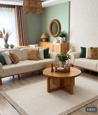 Sisal Serisi Çerçeve Desenli Halı Krem