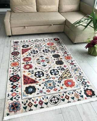 Tasarım Kilim Patchwork Beyaz