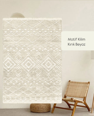Motif Kilim Kırık Beyaz