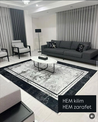 Tasarım Kilim Çerçeve Siyah Klasik