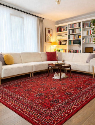 Afgan Desenli Makine Halısı Bordo