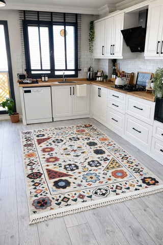 Tasarım Kilim Patchwork Beyaz